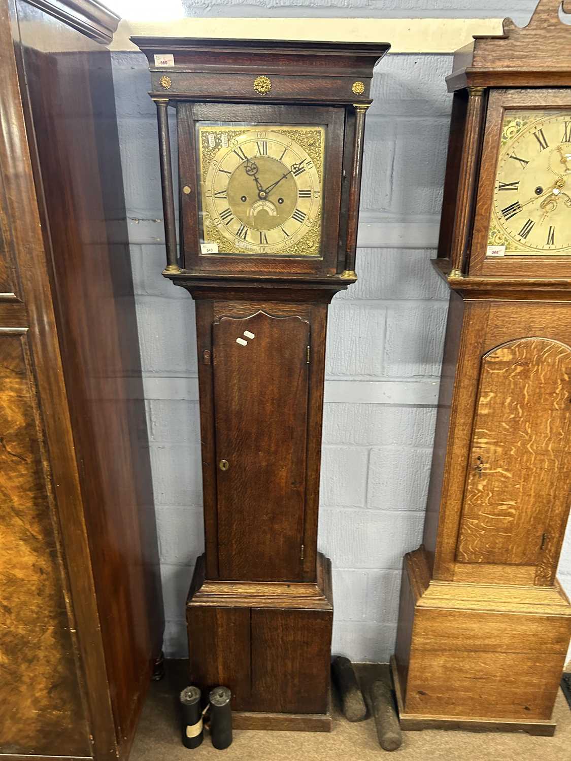 J.Kendall, Walsall - 18th Century long case clock with square brass and silvered dial to an eight