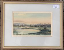 John Rowbottom (British, 20th century) 'Winter flood, Wiveton', watercolour, signed, 6x9.5 ins,