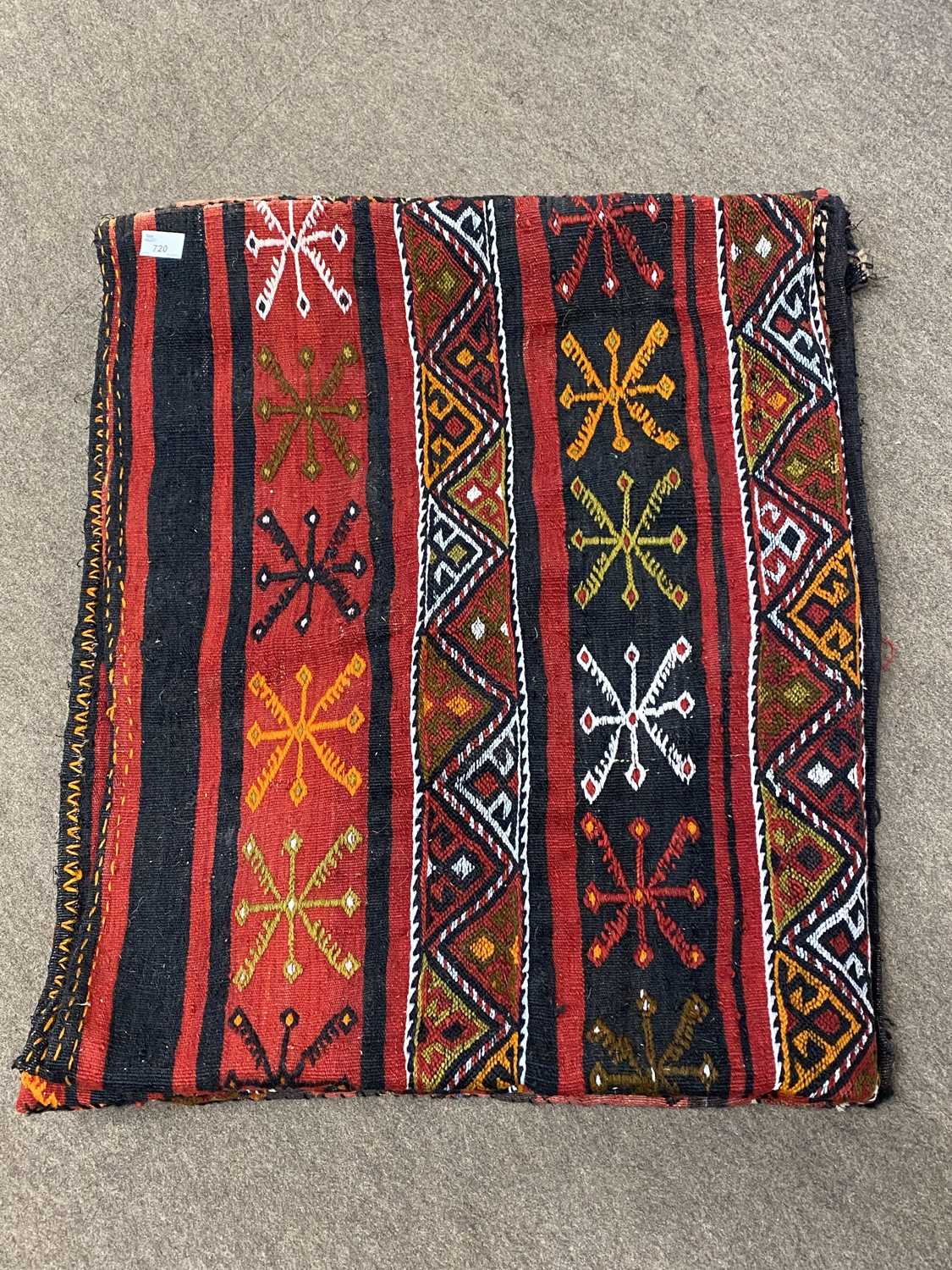 Two vintage carpet saddlebags, the largest 23 x 47 inches (2)