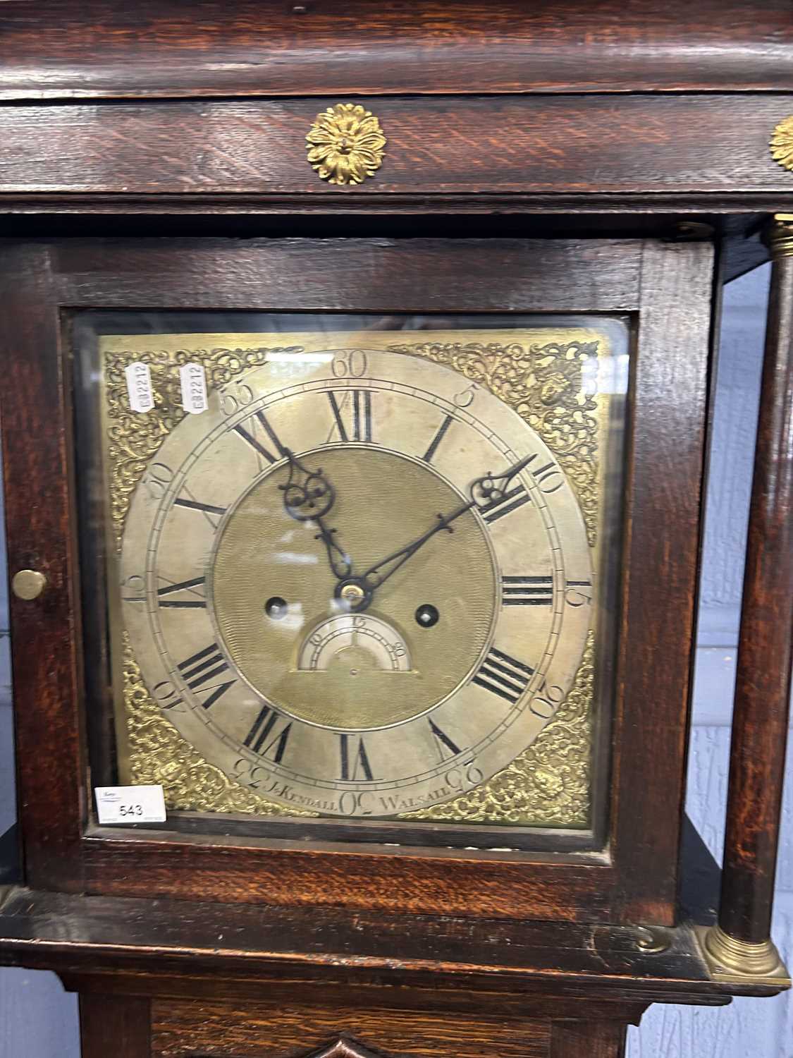 J.Kendall, Walsall - 18th Century long case clock with square brass and silvered dial to an eight - Image 2 of 2