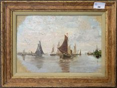 Continental School, shipping scene, oil on board, unsigned, approx 8x11.5 ins, framed