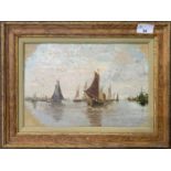 Continental School, shipping scene, oil on board, unsigned, approx 8x11.5 ins, framed