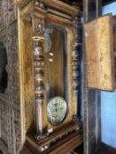 Large late 19th Century Vienna style oak cased wall clock with silvered and gilt highlighted dial