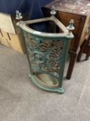Victorian cast iron corner stick stand with pull out drip tray, 66cm high