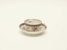 Worcester porcelain cup and saucer with polychrome decoration of flowers, the interior with a