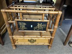 An unusual late 19th or early 20th Century pine and bamboo mounted magazine rack or Canterbury