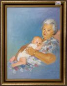 Paul Anthony Millener (British, 20th century), grandma and child, acrylic on board, signed and dated