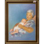 Paul Anthony Millener (British, 20th century), grandma and child, acrylic on board, signed and dated