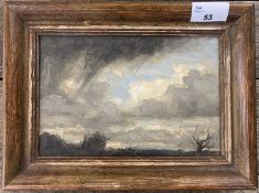 Attributed to Elliot Seabrooke (British,1886-1950), Foreboding landscape, oil on board, unsigned,