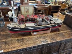 Scratch built model of a Lowestoft registered boat, some electrical controls remaining but untested,