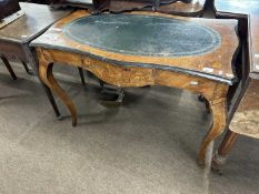 A 19th Century walnut and macquetry inlaid Dutch style writing table with inset oval leather writing