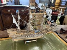 20th Century scratch built model of The Vasa, a Swedish three masted warship, 90cm long, 75cm high