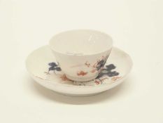 A Bow tea bowl and saucer, circa 1756 decorated in Imari style