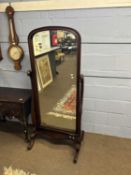 Reproduction Victorian style mahogany framed cheval mirror, 157cm high