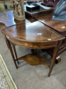 Late Victorian rosewood veneered and inlaid corner table, 72cm high