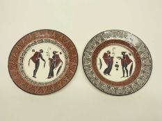Two Naples cream ware plates circa 1790, decorated in Egyptian revival style the reverse stamped Del