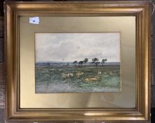 William Beattie Brown RSA (Scottish,1831-1909), pastoral landscape, watercolour, signed, framed