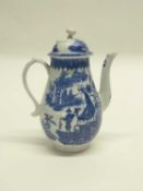 An 18th Century Worcester porcelain coffee pot and cover, circa 1780, decorated with the fisherman