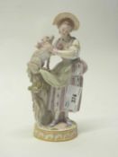 A Meissen figure of a sheperdess, late 19th/early 20th Century (minor losses to flowers and one