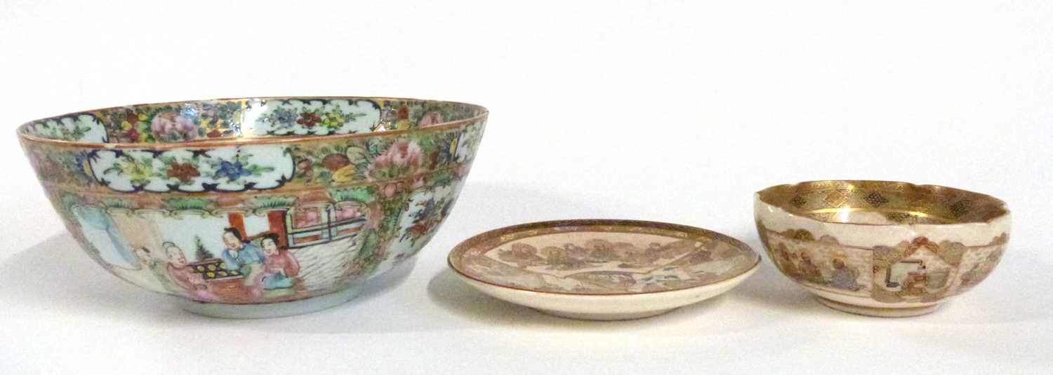 A 20th Century Cantonese porcelain bowl with typical polychrome decoration of flowers and figures - Image 2 of 15