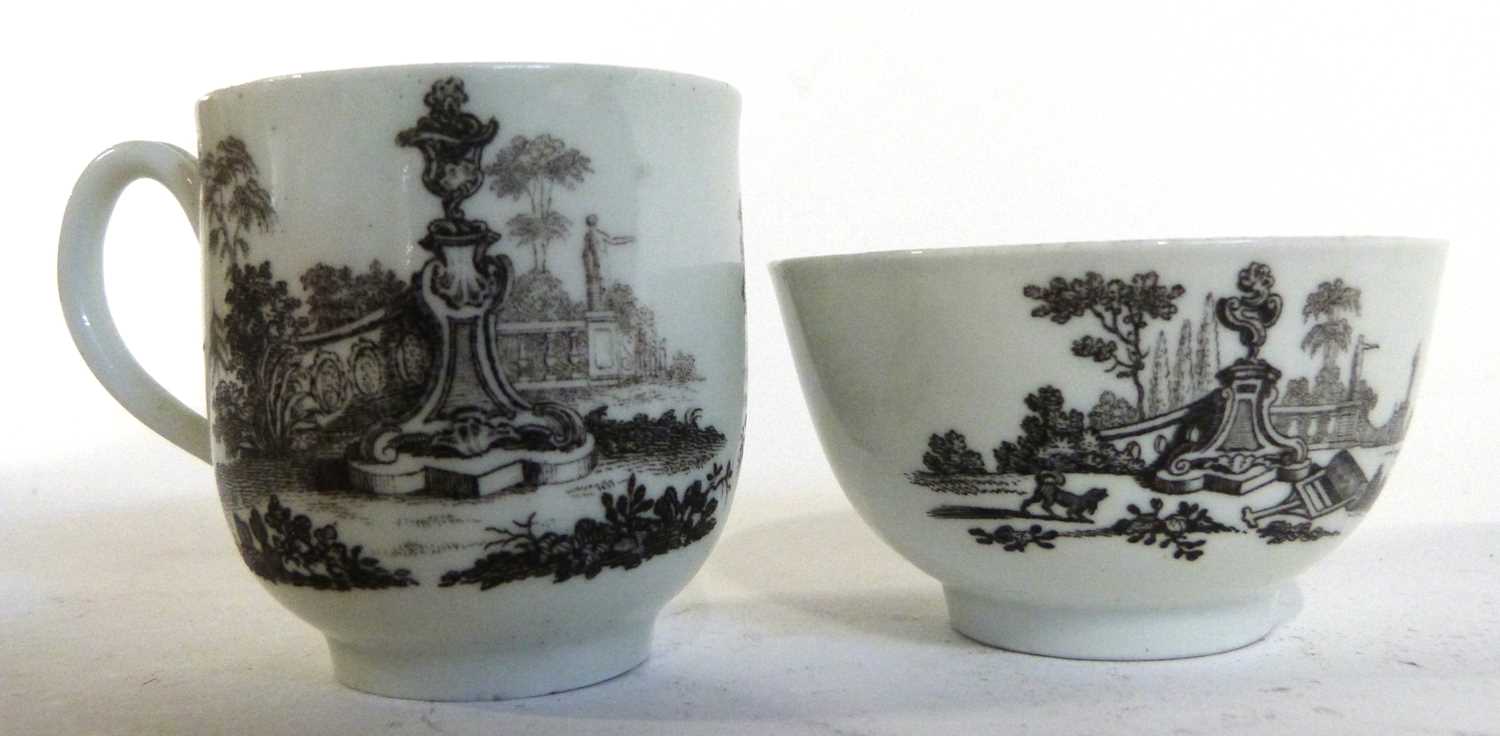 A Worcester tea bowl and saucer with matching cup, all printed with the L'amore print - Image 5 of 6