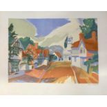 David Eddington (British, b.1943), Village street scene, lithograph in colours, signed in pencil and