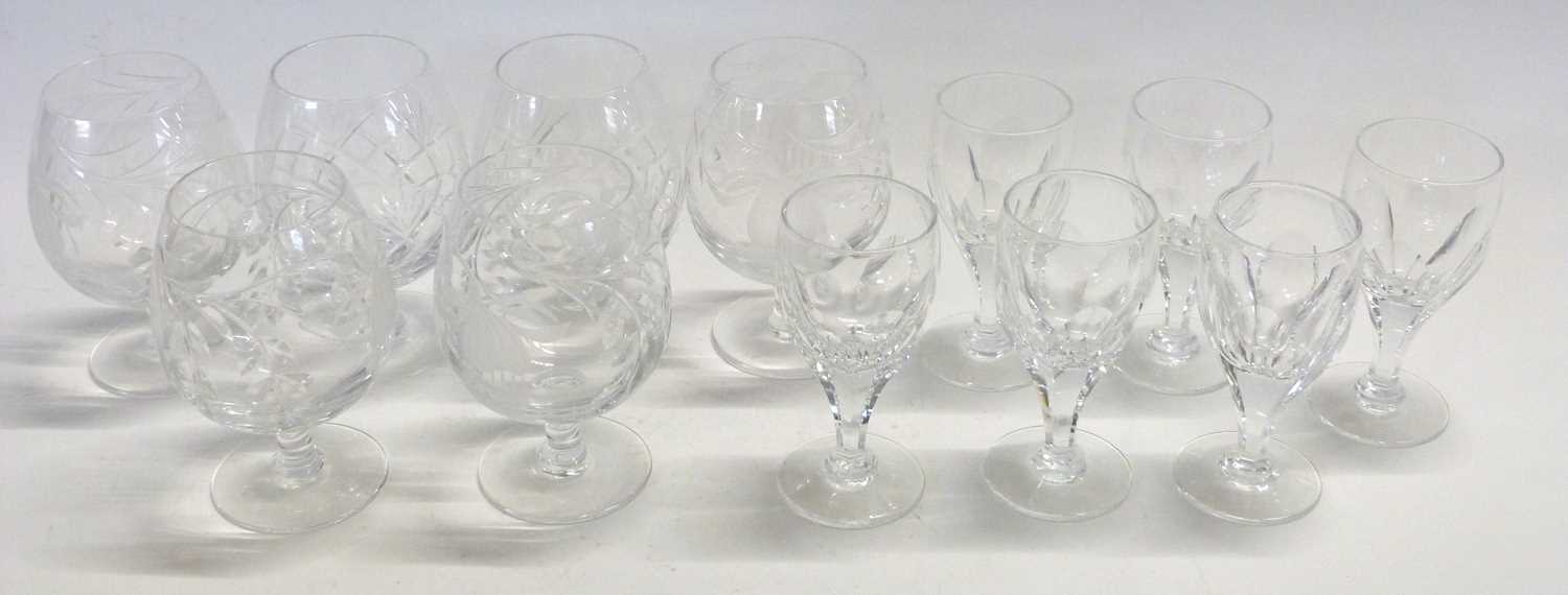 Group of Royal Brierly glass wares including six brandy glasses and six sherry glasses