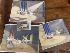 Muriel Inwood (British, 20th century), Four ballerina studies in watercolour, signed to lower