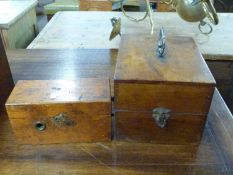 A vintage wooden cased magneto-electric machine together with a further cased electric shock machine