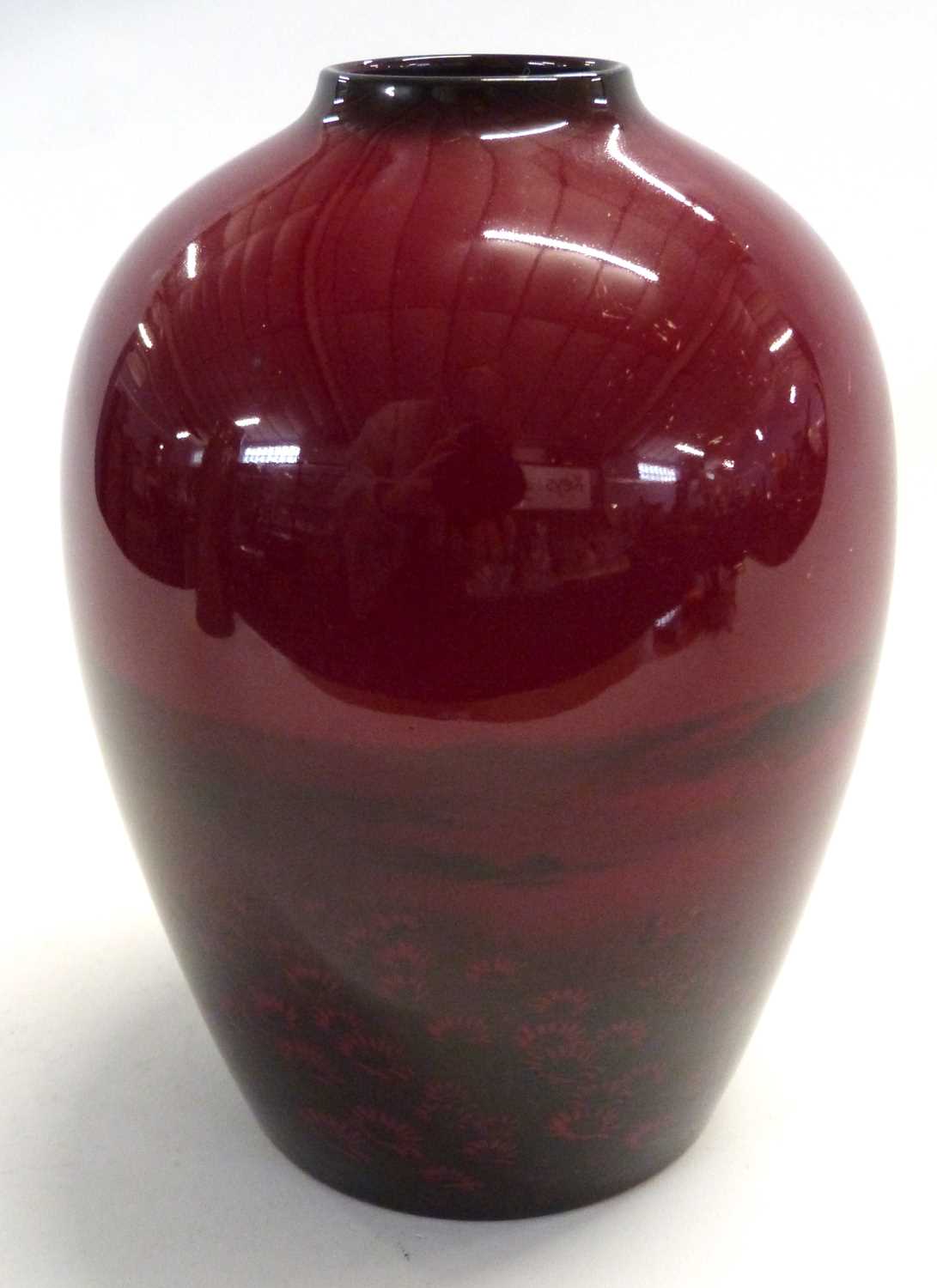 A Royal Doulton flambe vase of globular form with a rustic design, 19cm high - Image 4 of 5