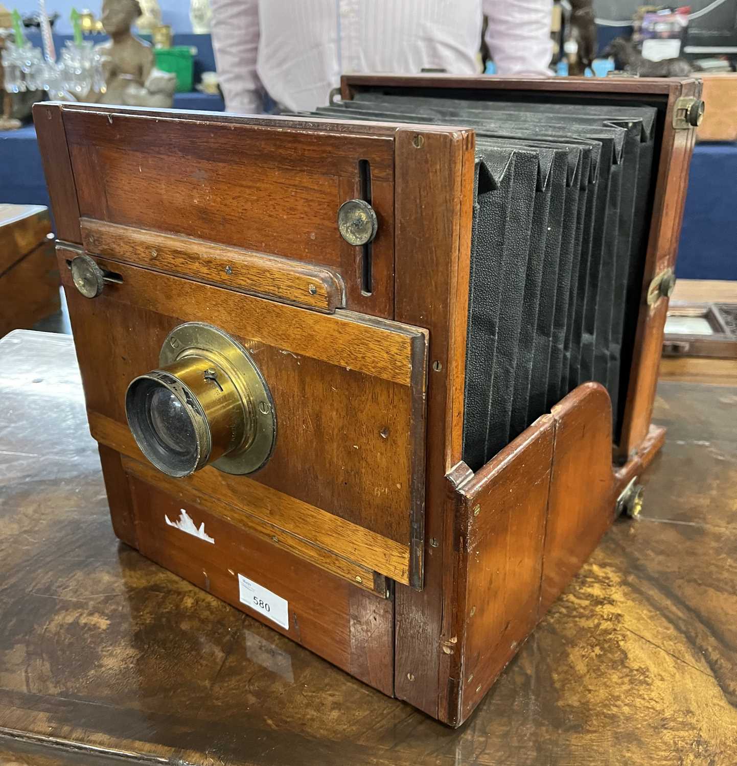 Ross of London - A vintage hardwood and brass mounted field camera, the lens marked Ross London