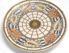 A Crown Ducal charger with tube lined design by Charlotte Rhead, 32cm diameter