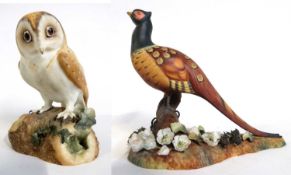 A Royal Crown Derby of a pheasant together with a model of an owl, the owl 15cm high