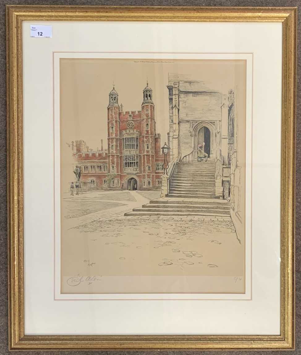 Cecil Aldin (1870-1935), Norwich Cathedral, photolithograph, framed and glazed, Burlington Gallery