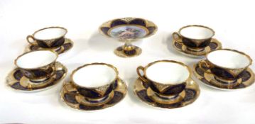 A continental porcelain part tea set with prints of classical scenes, retailed by Salviati Jesurum