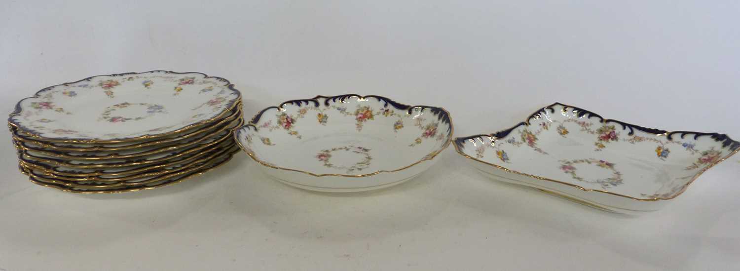 Quantity of Cauldon tea wares, all with printed floral designs within blue scroll borders, - Image 2 of 8