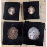 British School, circa 19th century portrait miniatures in oval (4)