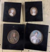 British School, circa 19th century portrait miniatures in oval (4)