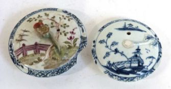 Two Lowestoft porcelain lids