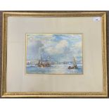 Bernard Finegan Gribble (British,1872-1962), Fishing boats off the Cornish coast, watercolour,