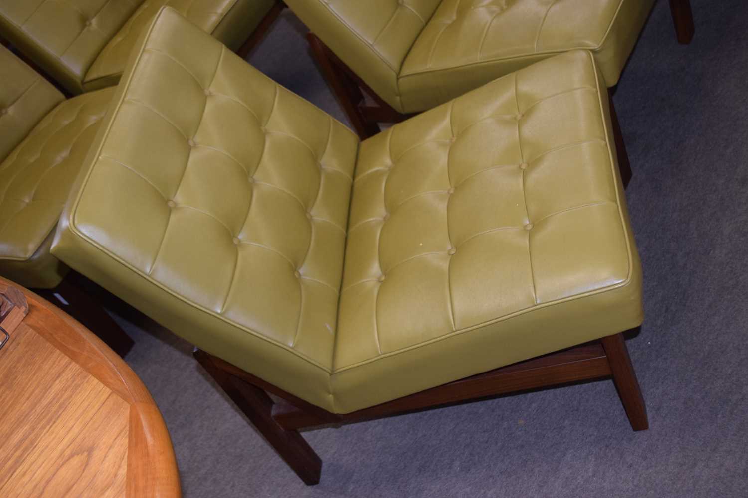 A set of four 1960s hardwood framed and green leatherette upholstered chairs -We have been advised - Image 2 of 2