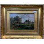 Attributed to Joseph Thors (Dutch, c.1835-1920), Pastoral landscape scene with a foreground pond and
