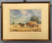 Brian Day (British, 20th century), 'Harvest Wagon II', watercolour, signed, 9.5x14ins, framed and