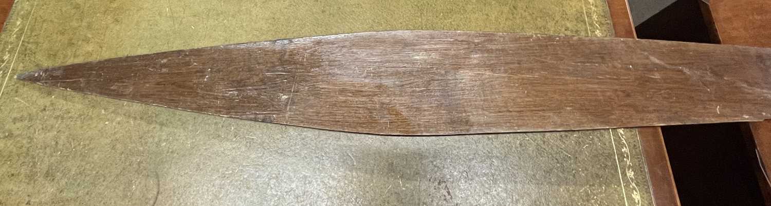 Ethnographica Interest - A large wooden tribal paddle, approx 185cm long, max 16cm wide - Image 10 of 39