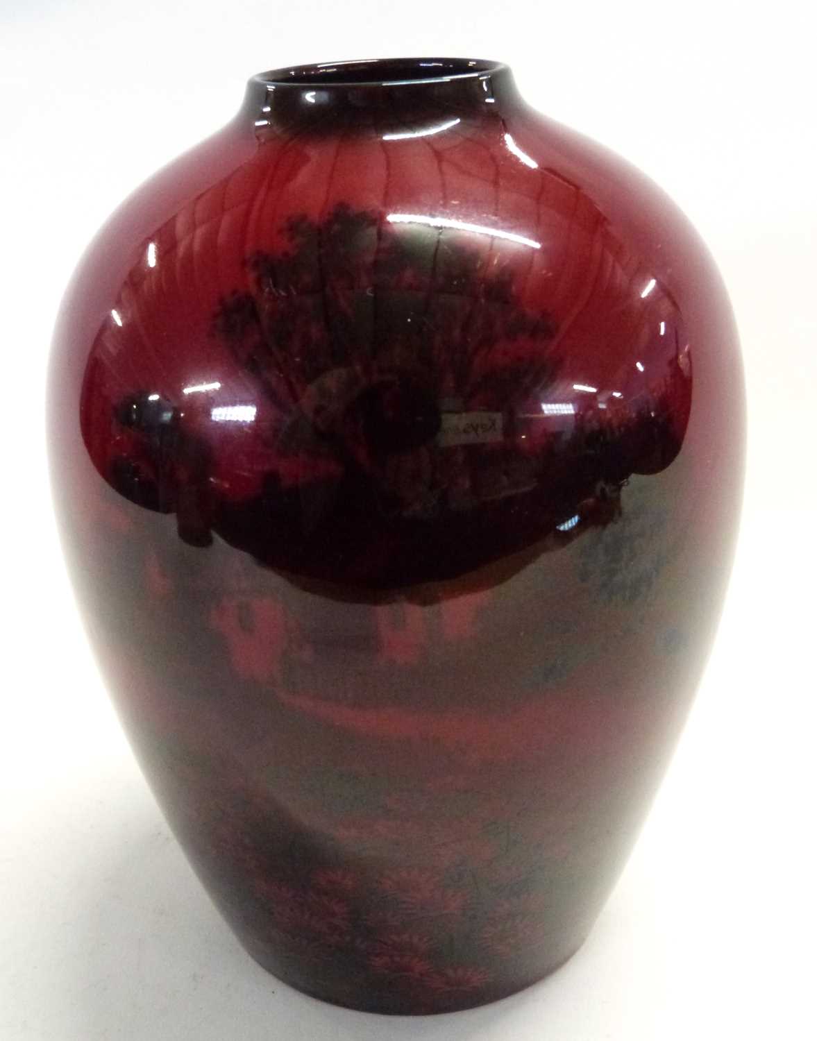 A Royal Doulton flambe vase of globular form with a rustic design, 19cm high - Image 3 of 5