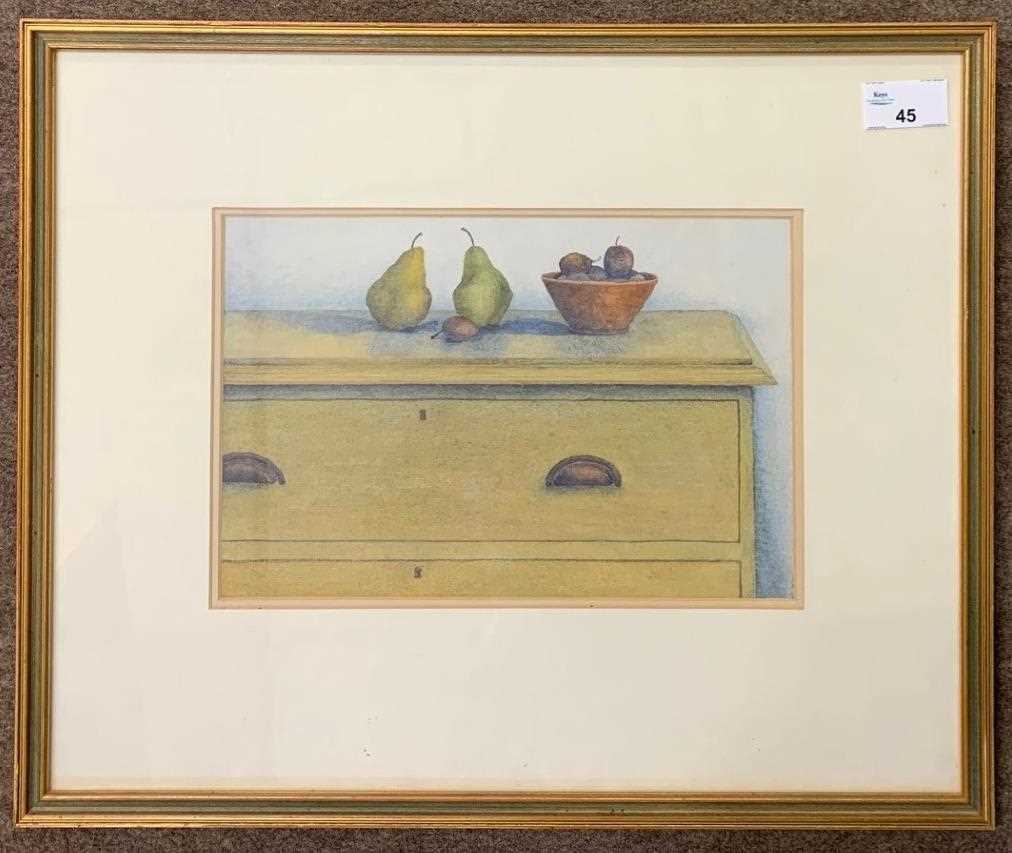 Nicola Cooper (British, contemporary), 'Pears and Plums', watercolour, Business Art Galleries RA