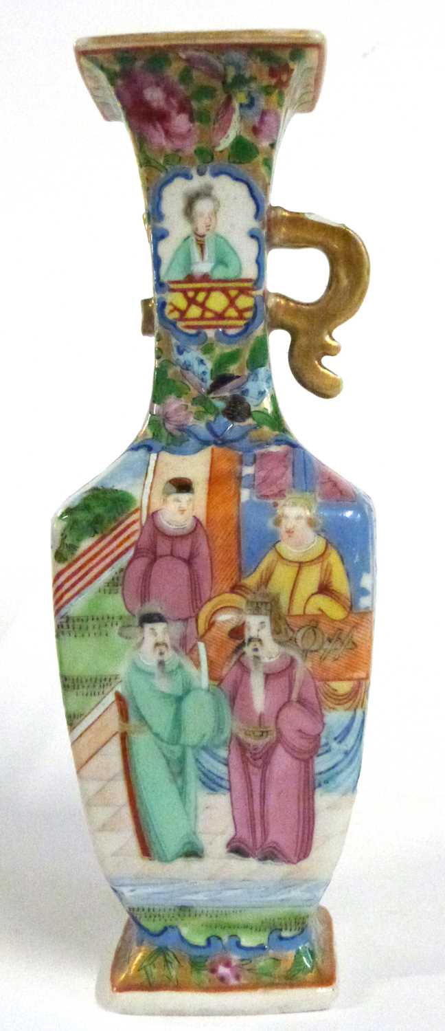 A 19th Century Cantonese porcelain vase of quatrelobe form decorated with Chinese figures (one - Image 4 of 8