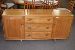 Ercol light elm sideboard with two doors and three drawers, 156cm wide