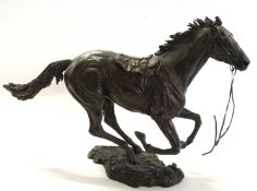 Bronze of a galloping horse by Emma MacDermott, signed and dated 1981, 30cm high