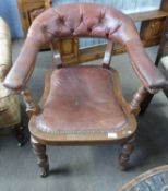 A Norton of Birmingham leather upholstered bow back chair (a/f)